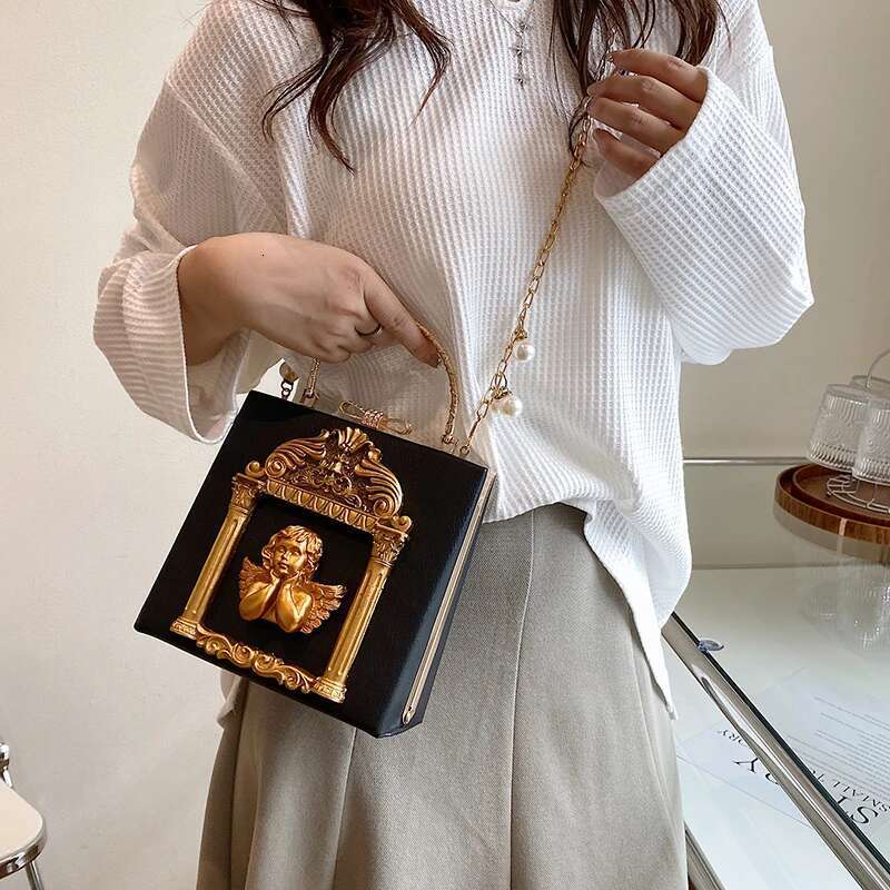 Angel Evening Designer Women Clutch Clip Handbag Purse For Wedding Chain Brand Shoulder Mini Vintage Hand Bag