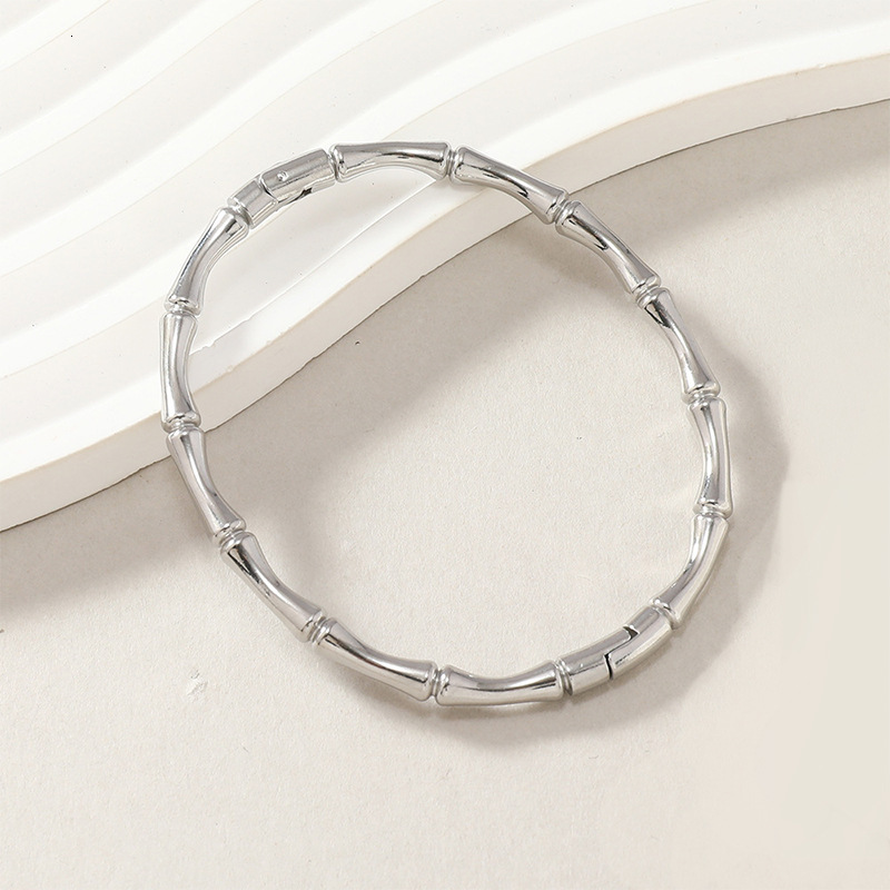 Top Source Stainless Steel Bamboo Style Classic Flat Buckle Bracelet