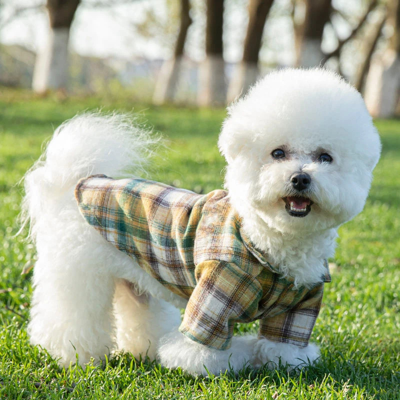 Summer Pet Shirt British Style Plaid Dog Vest Clothes For Small Dogs Chihuahua Cotton Puppy Shirts 250407