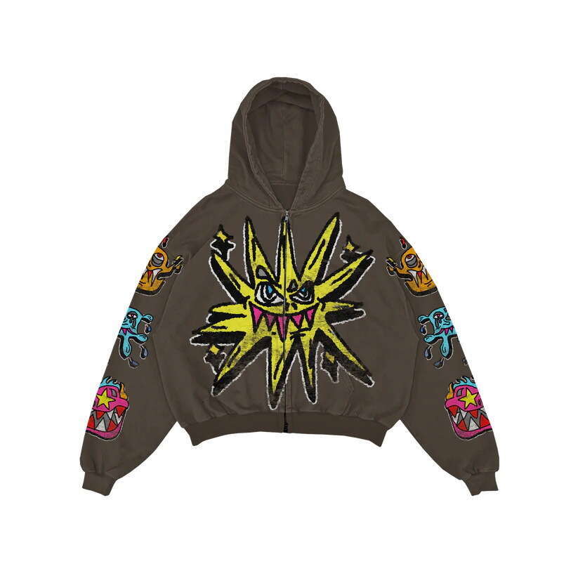 Cartoon print Y2K unisex loose pullover hoodie