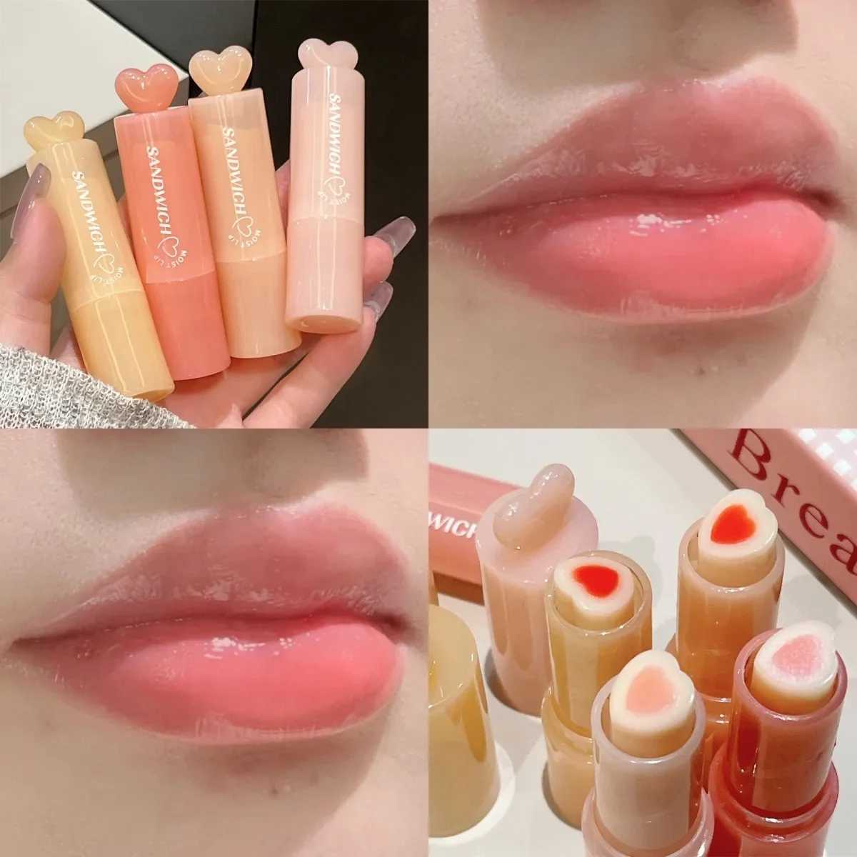 Moisturizing jelly sand lipstick makeup peach lipstick crystal temperature change lipstick transparent lipstick care W250407