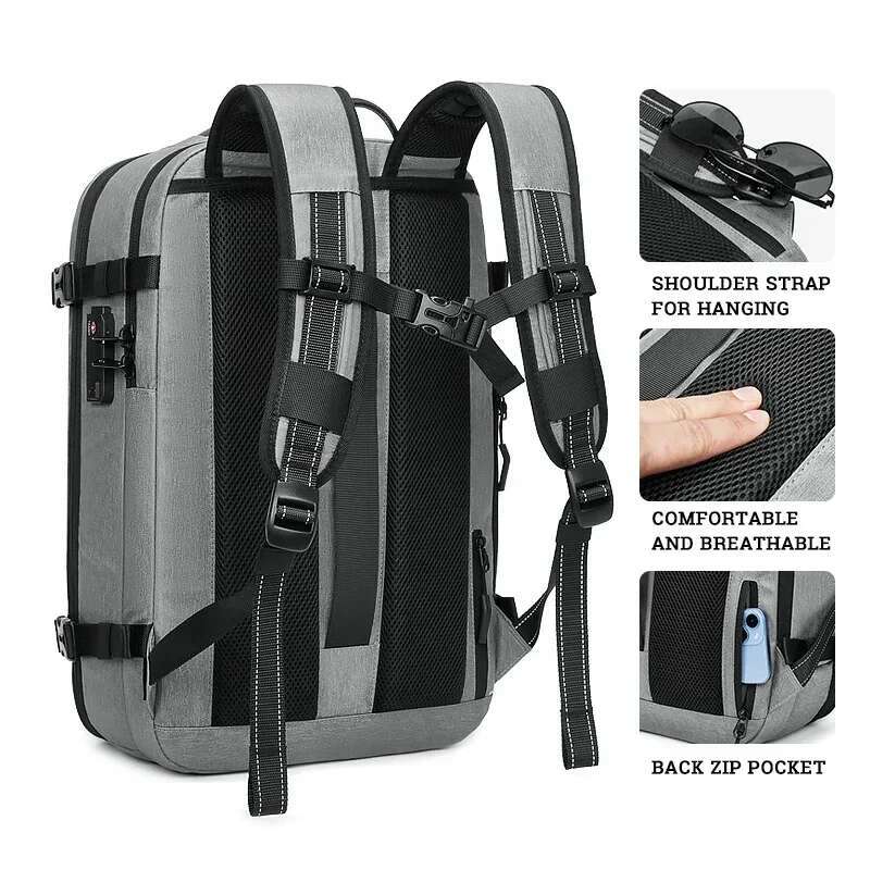 Vacuum Compression Backpack Men For Travel With Air Pump Airbag Waterproof Bagpack Laptop Bag Lage High Quality Oxford 17Inch