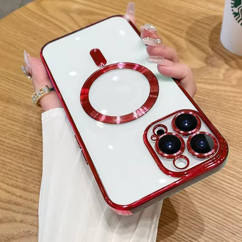 Electroplating Magnetic Case For iPhone 16 16e 15 14 13 12 11 Pro Plus Samsung S22 S23 S24 S25 Ultra Note 20 Plus Soft Magsafe Cover With Camera Lens 