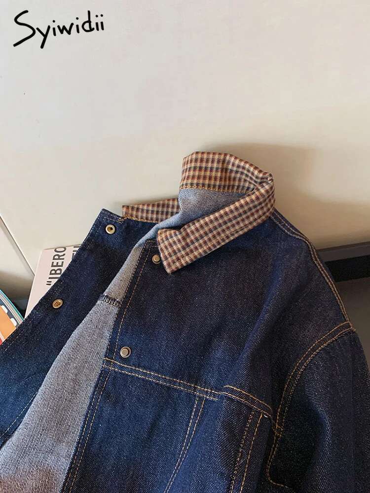 Syiwidii Denim Jackets For Women Turn-Down Collar Single Breasted Jean Coat Autumn 2024 New Fashion Long Sleeve Female Coats