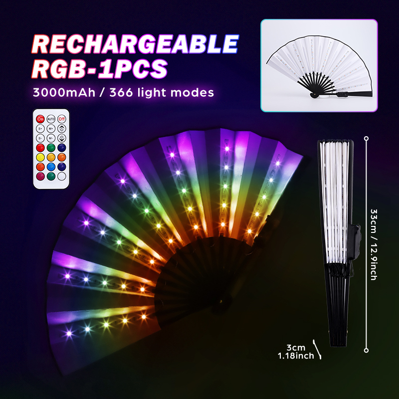LED Glowing Fan Multicolor Light Up Fan With Remote Control Luminous Party Fan Festival Fans China Handheld Fan Club Prop Gift