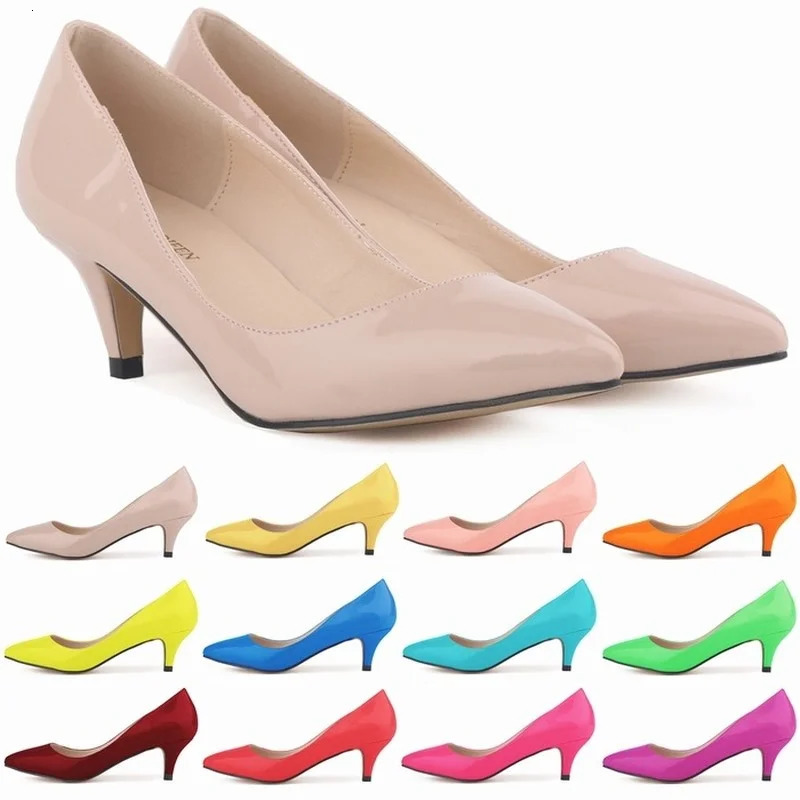Classic Sexy Pointed Toes 5cm Low Med Kitten High Heels Womens Pump Shoes Spring Dress Wedding Shoes Large Size 35-42 250402 - view 7