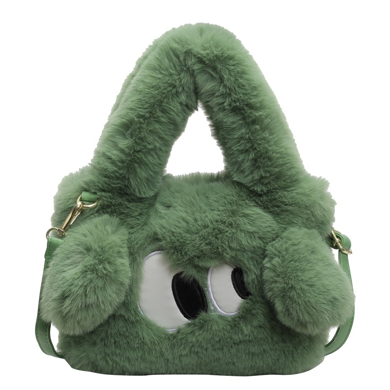 2025S Designer Women S Bag Women S Autumn Winter New Hairy Handheld Cartoon Cute Big Eyes Puppy Versatile Plush Crossbody Bag