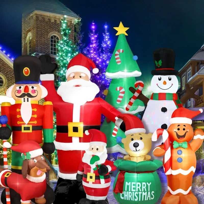 Outdoor Christmas Inflatables - LED Light Snowman Branch Snowman Gingerbread Man Gift Bag Snowman Lawn Yard Decor W251107
