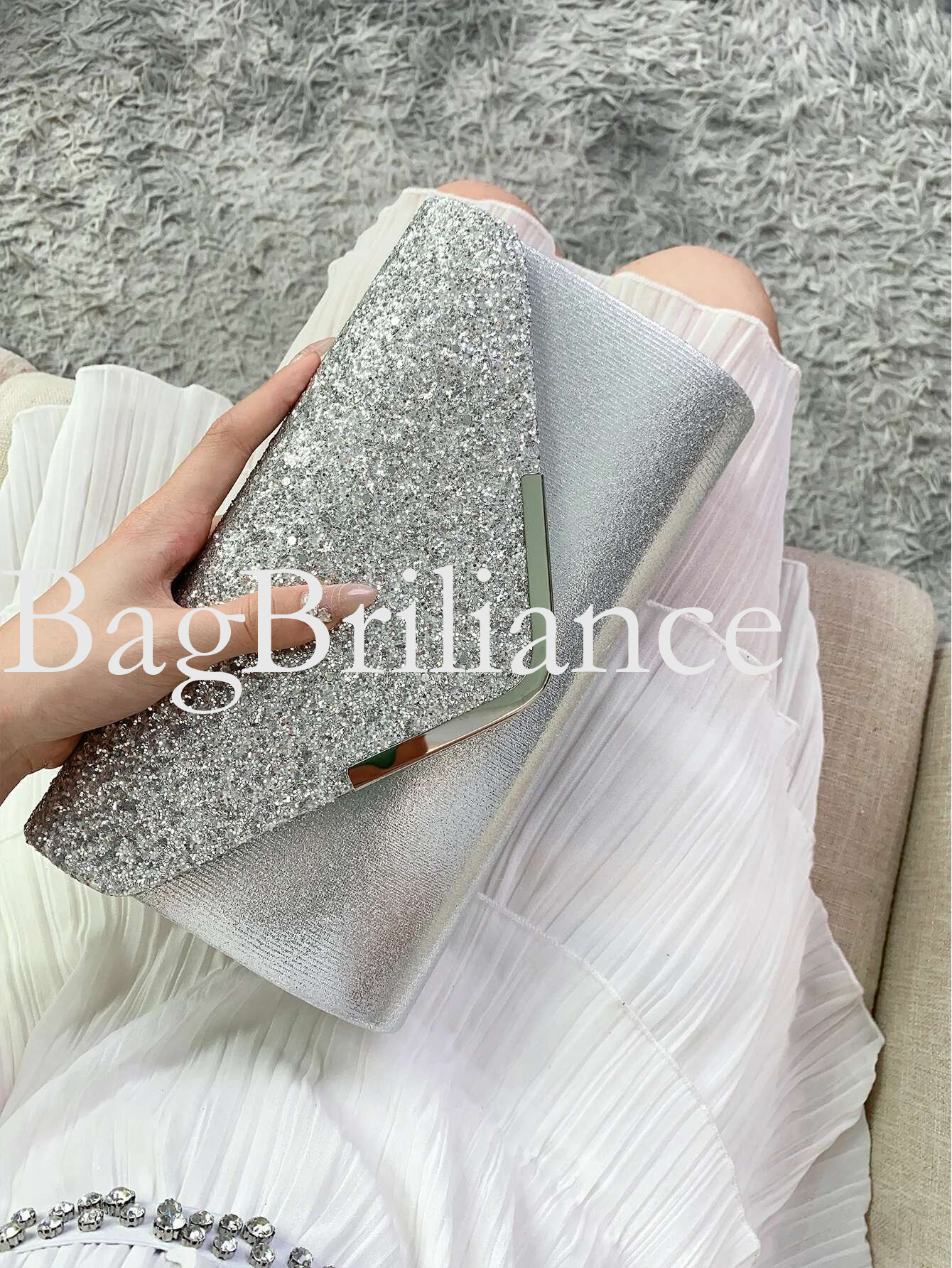 Glitter Bg,Shiny Elegant And Fashionable Envelope Clutch Bag, Party Wedding Handbag For Women Dinner Bag