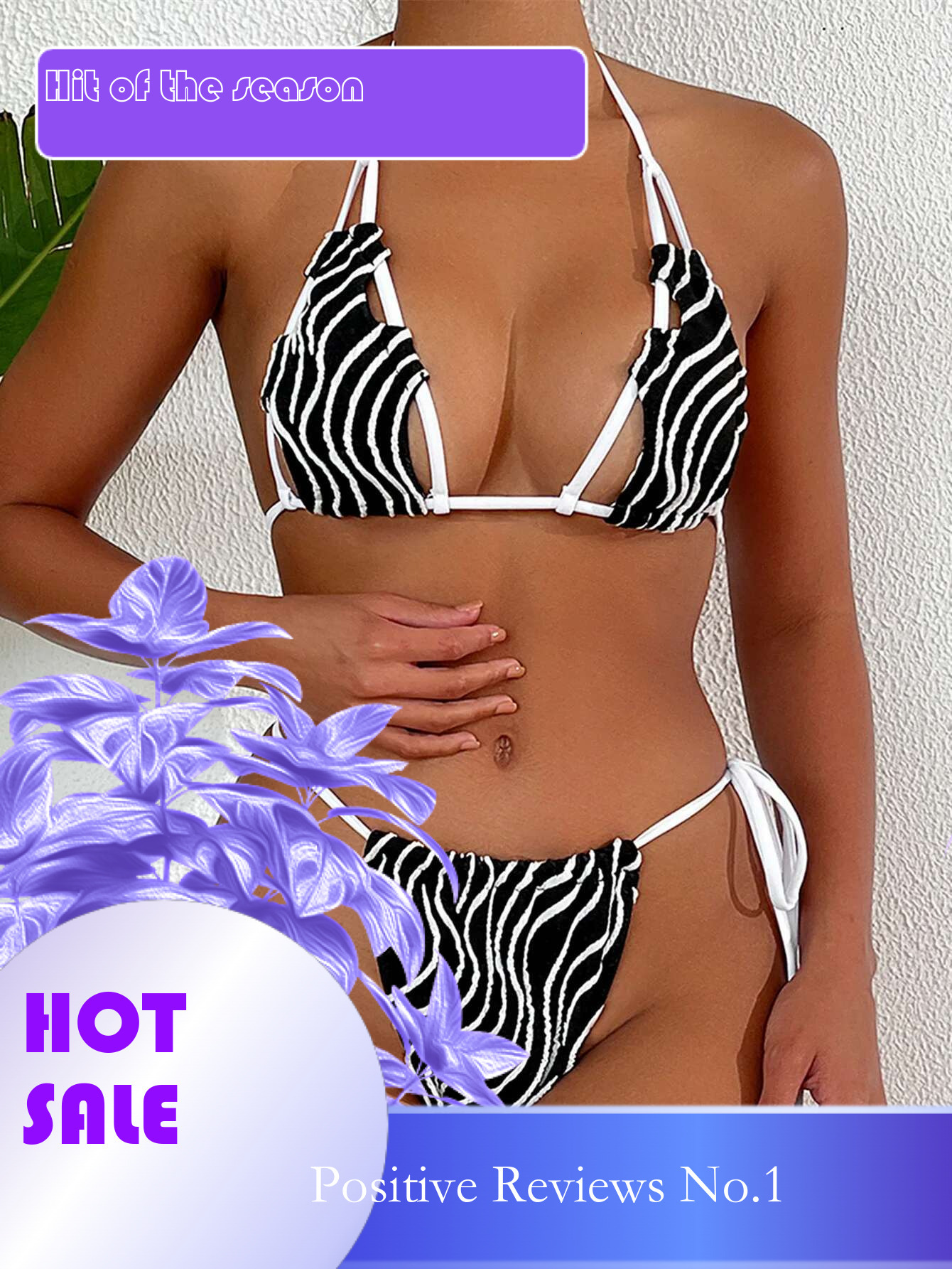 Dongdumaoyi Sexy Black Striped Bikini Set Women Hollow Out Push Up Micro Swimsuit Beach Bathing Suit Bandage Tie Side Thong Swimwear