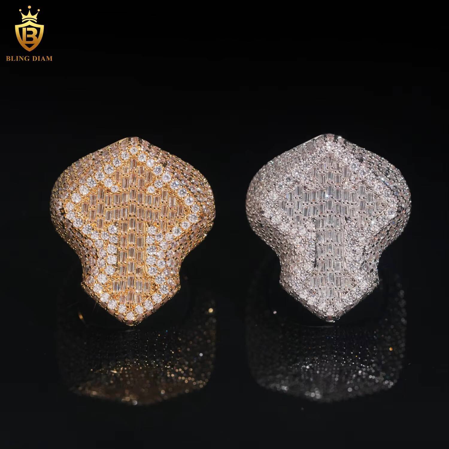 Hot Sale 925 Sterling Silver Moissanite Cross Ring Iced Out Moissanite HipHop Style Jewelry Ring Baguette Pass Diamond Test