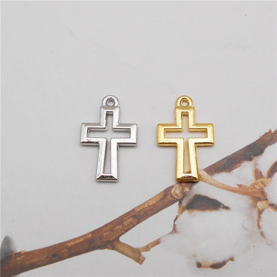 50 pieces of 11 17mm alloy small hollow cross charm necklace pendant jewelry handmade bracelet earrings decoration accessories 250325