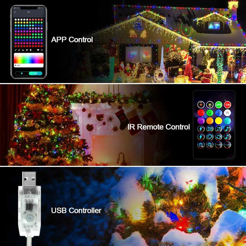 50M 20M 10M 5M 1M Christmas Lights LED Fairy String Light USB Smart Bluetooth Curtain Lights Garland for Home Party Decoration W251107