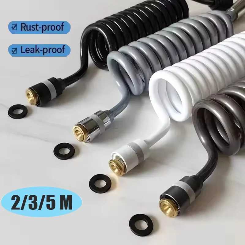 New 15/2/3/5M Spring ible Retractable Shower Hose Spiral ible Hose For Shower Toilet Bidet Water Pipe Plumbing Bath Y251107