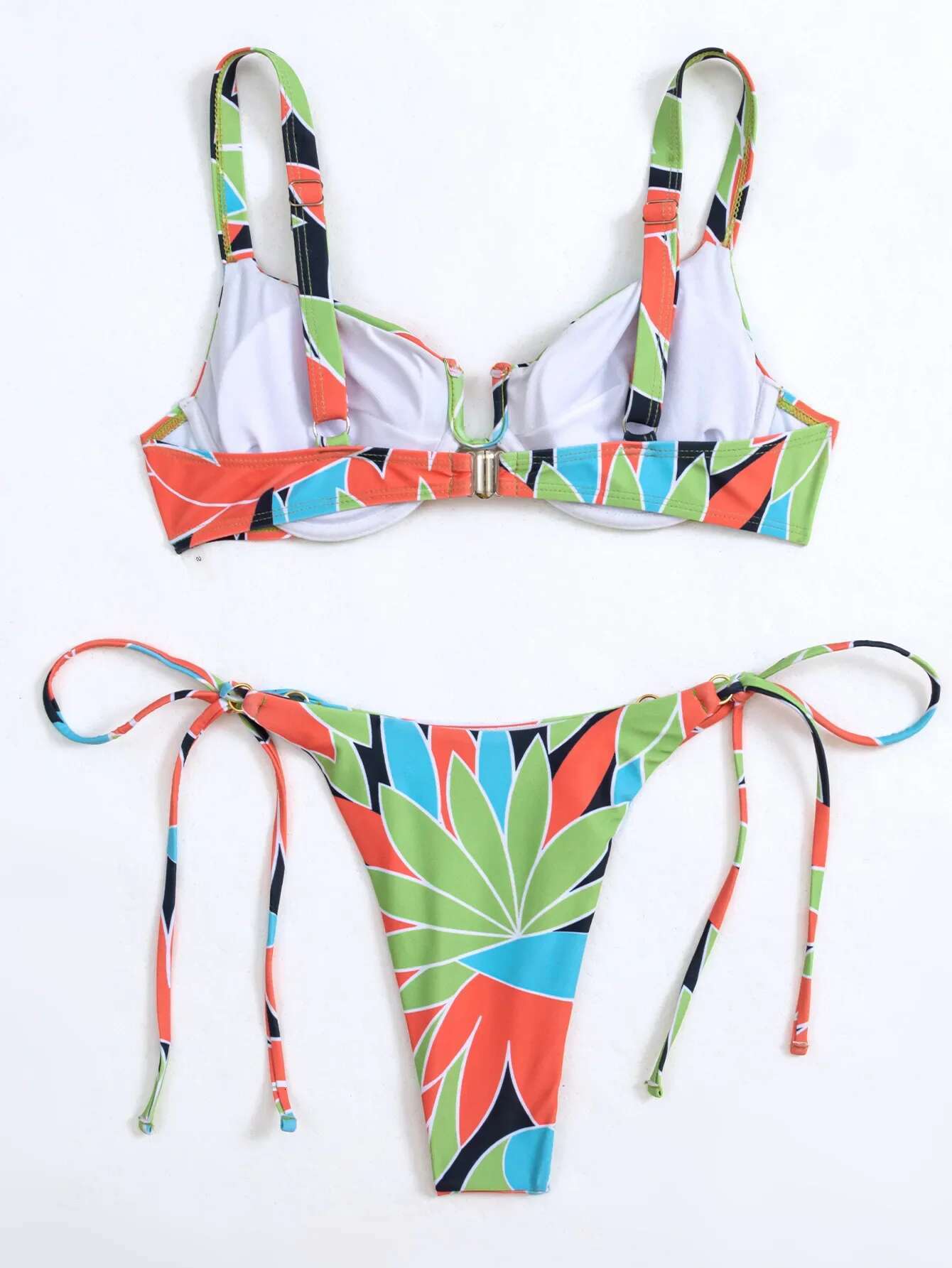 Dongdumaoyi Sexy Green Patchwork Bikinis Sets Women Halter U Wire Underwire Micro Swimsuit Summer Bathing Suit Tie Side Thong Swimwear
