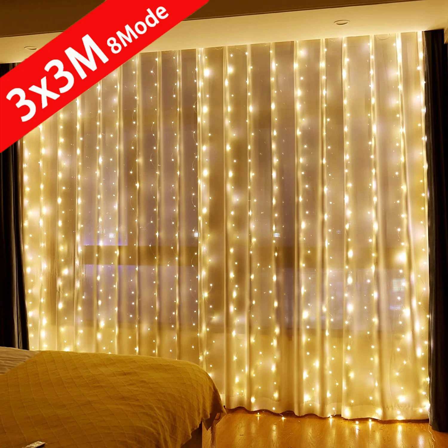 6x3M LED Curtain Icicle String Lights Christmas Fairy Lights garland Outdoor Home For Wedding/Party/Garden Decoration 3M W251107