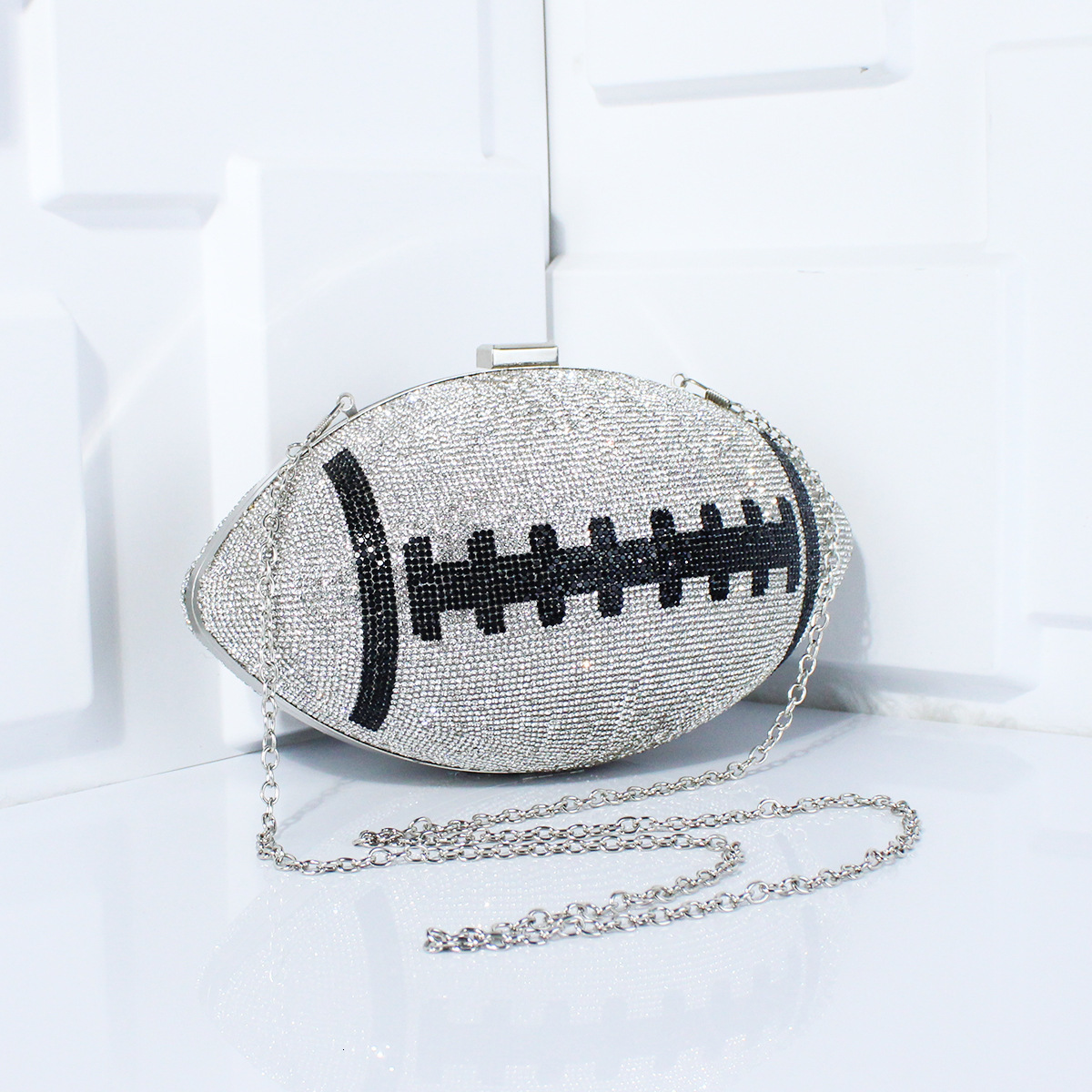 Diamond Evening Clutch Purse Bag Bridal Bling Football Shape Handbag Trendy Fashion One-shoulder Lady Bags XA19H 220818