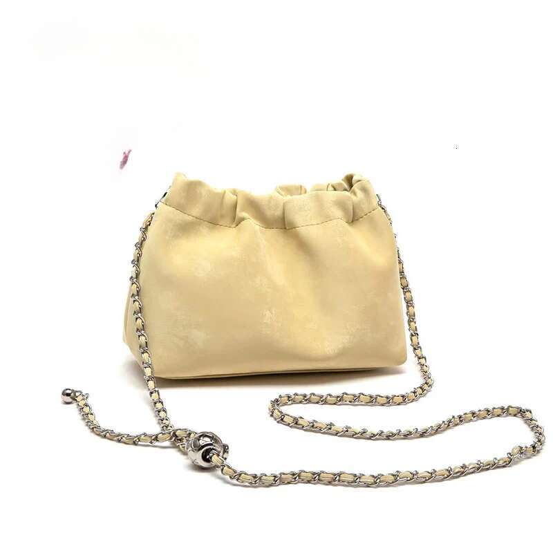 Summer New Women Chain Messenger Female Soft Split Leather Fashion Bucket Shoulder Lady Casual Crossbody Bag
