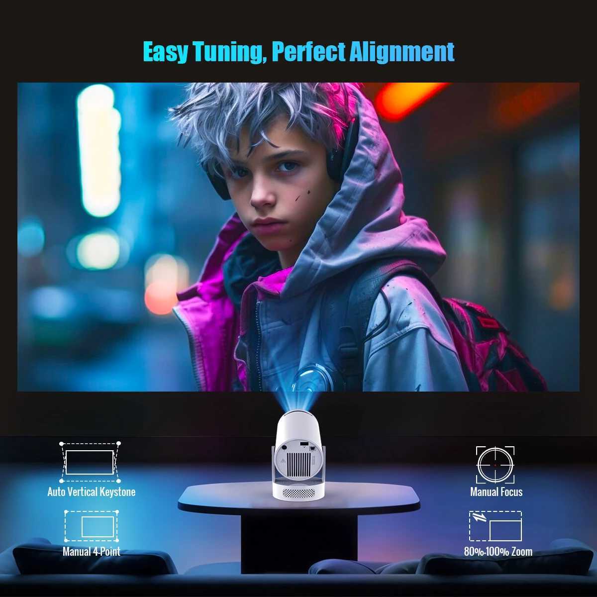 Magcubic 4K HY300 Pro + Projector Built in 5W Speaker 1280*720P Android 11 8000 Lumens Wifi6 BT5.4 Outdoor Portable Projector X250407