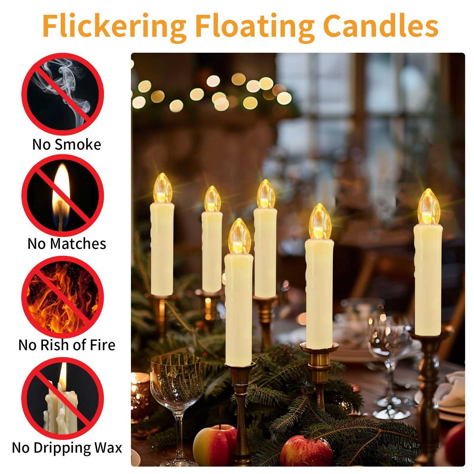 Flameless LED Taper Candles Christmas Tree Electric Candle Lights Mini Taper Clip-On Candles with Remote Timer for Wedding Decor W251107