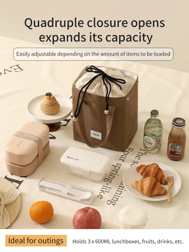 Tianzong lunch bag womens insulated box handbag cooler waterproof bento office food shoulder 250401