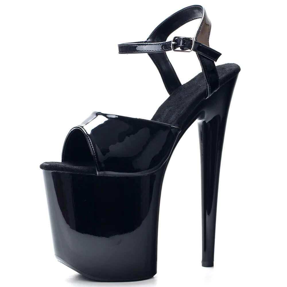 Extreme Black Paint Baking Process High Heel Sandals 20Cm Heels Pole Dancing Shoes