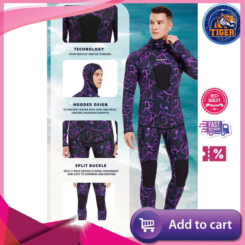 Ddmytiger Camouflage Mm Split Hooded Two Piece Set For Men Warm Cold Resistant Hunting And Fishing Free Diving Wet Suit Surfing H
