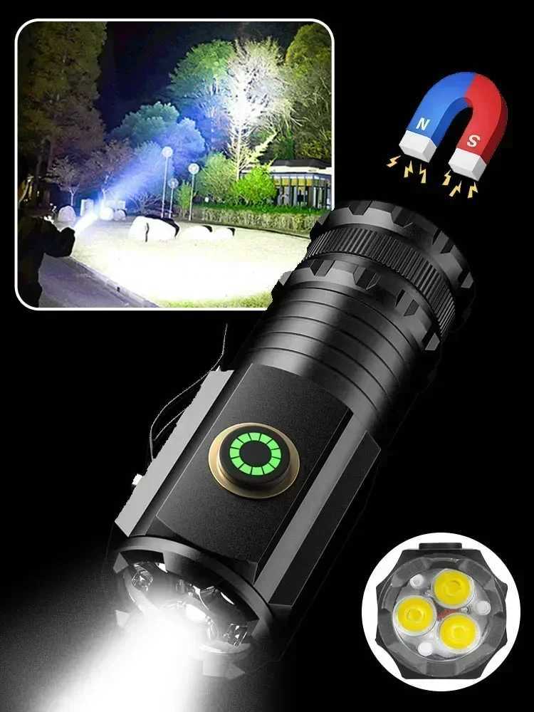 Super Bright MINI XHP50 LED Flashlight USB Torch Rechargeable Zoom Fishing Lantern Powerful 3 Lighting Mode Camping LampW251106