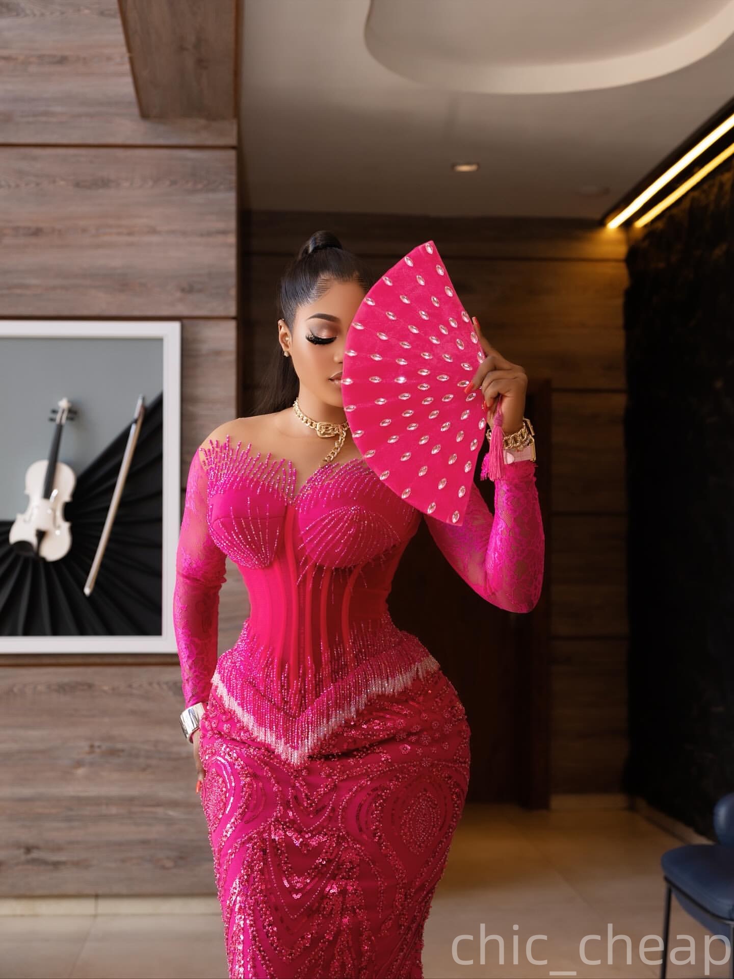 Aso Ebi Fuchsia Mermaid Prom Dresses 2026 Tassels Beaded Sequined Evening Formal Party Second Birthday Engagement Gowns Plus Size Dress For Special Oc