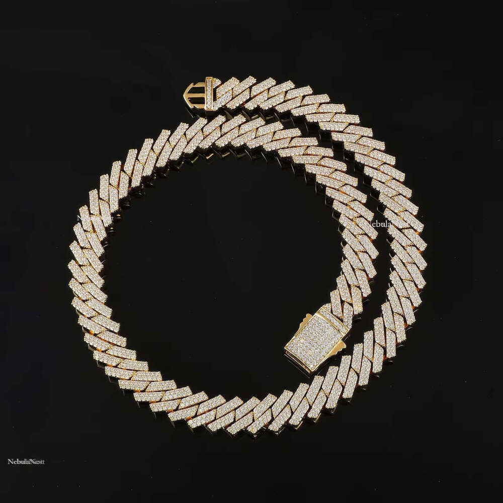 Hip Hop Brass AAAA Cubic Zircon Iced Out 14mm Prong Miami Cuban Chains Necklace for Men Jewelry