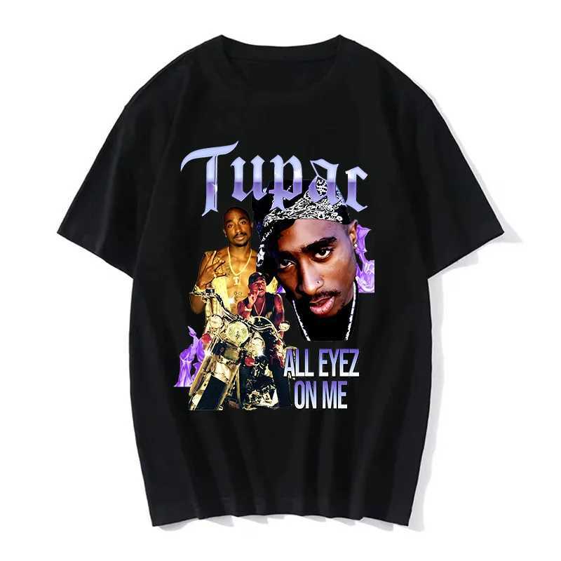 Summer fashion T-shirt rapper Tupac top hip-hop streetwear oversized short sleeved mens and womens T-shirts W250407