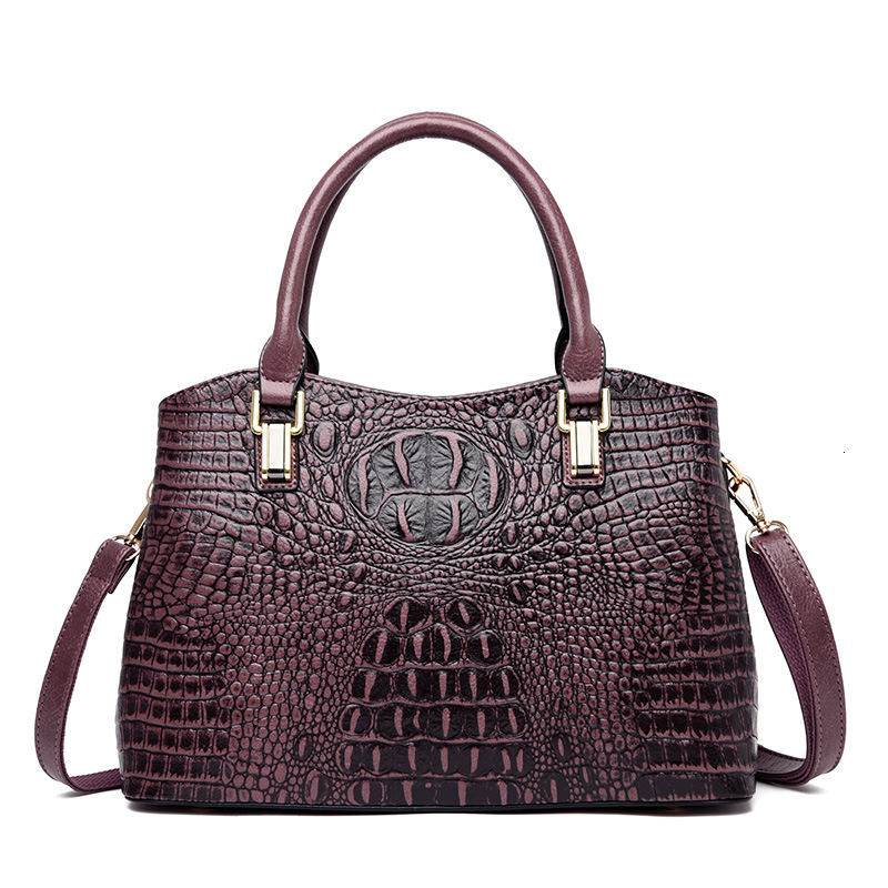 Alligator Design Bag Women's Retro Fashion Large Capacity Tote Bag Commuter Middle-aged Crossbody Shoulder Bag
