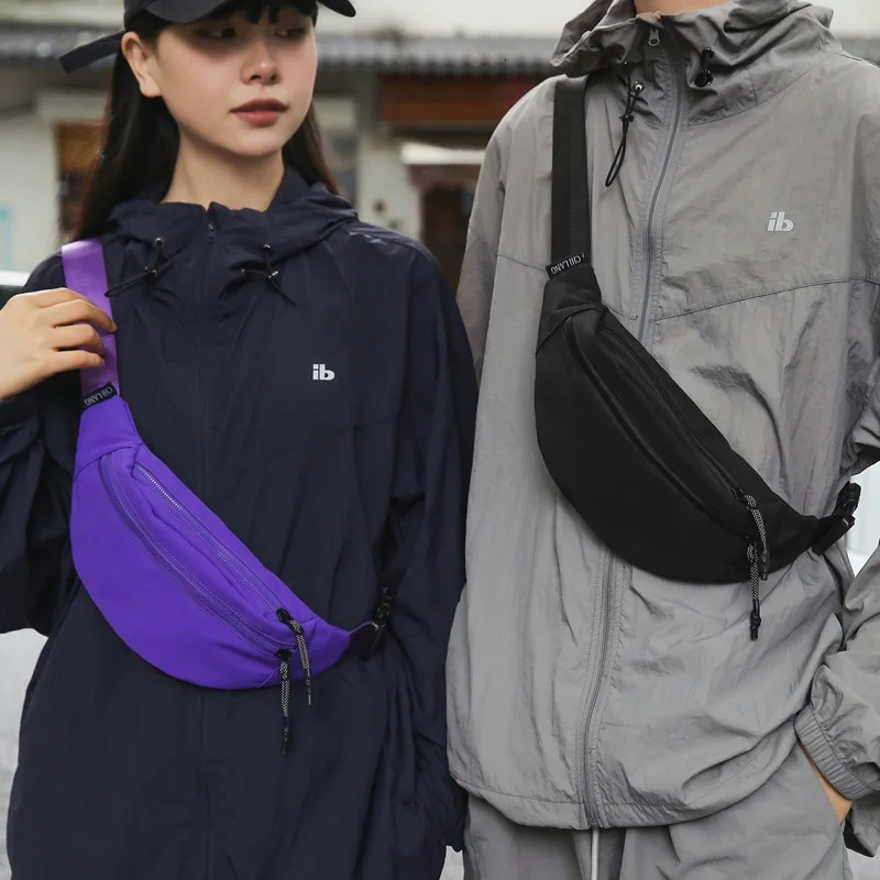 Outdoor multifunctional leisure sports hip-hop bag mens pink purple cross body bag tactical technology clothing style Fanny bag 250402