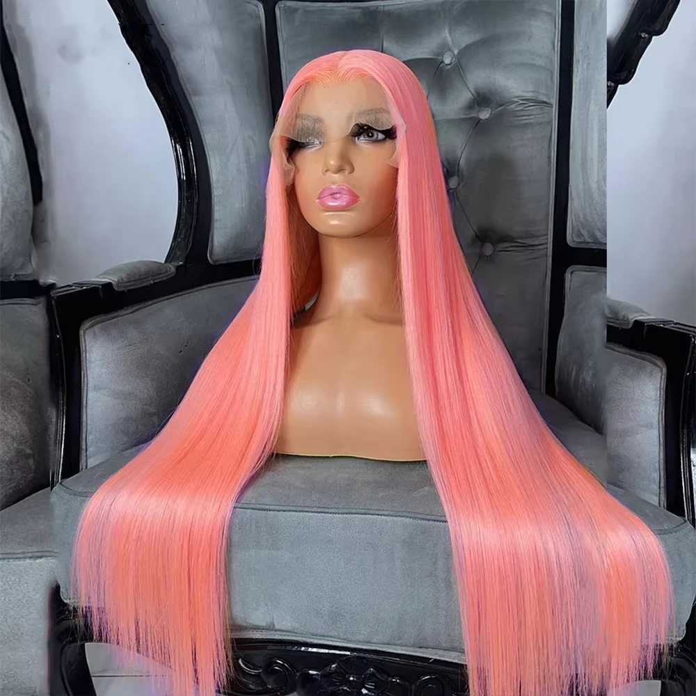 30 36 Inch Pink Transparent Lace Front Wig Human Hair 13x6 Lace Frontal Wigs For Women 13x4 Long Straight Colored Human Hair Wig W251107