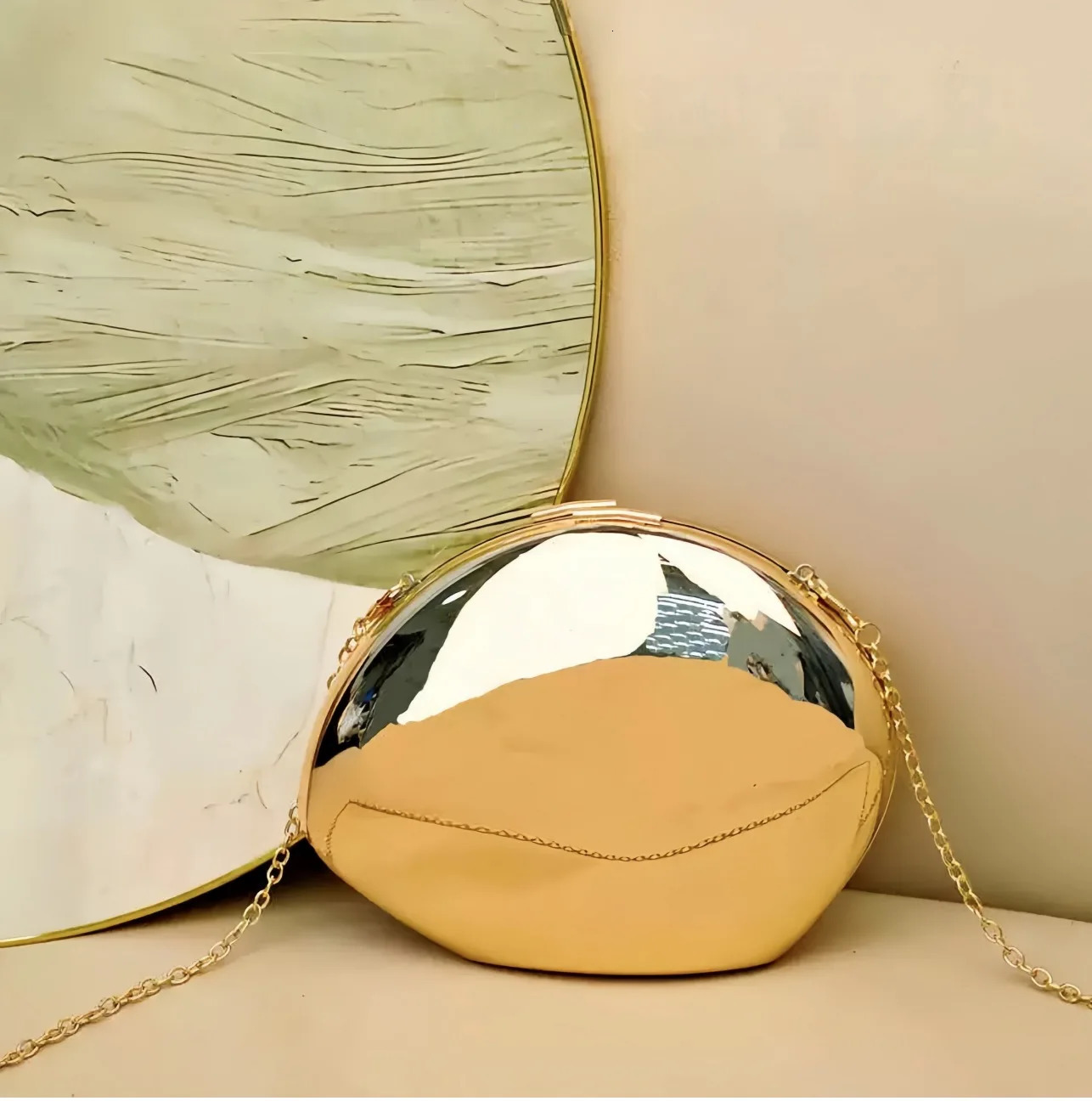 er Acrylic Shell Shape Clutch Bag Gold Silver Women Evening Party Bag Cute Shiny Metal Shoulder Crossbody Bags 250407
