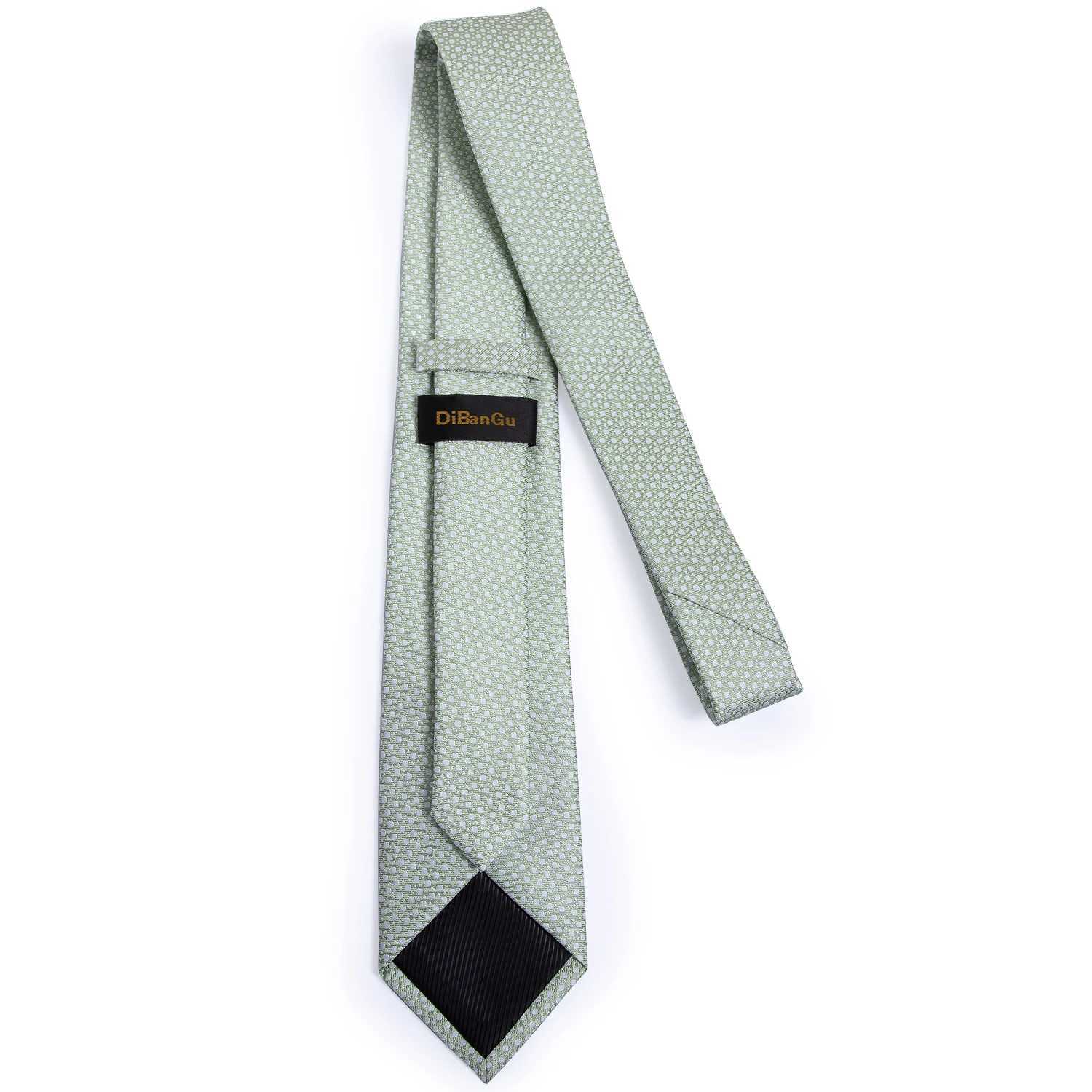 Fashion 8cm Silk Tie Light Green Necktie Men Business Wedding Party Formal Neck Tie Accessories Handkerchief Cufflinks DiBanGu X250407