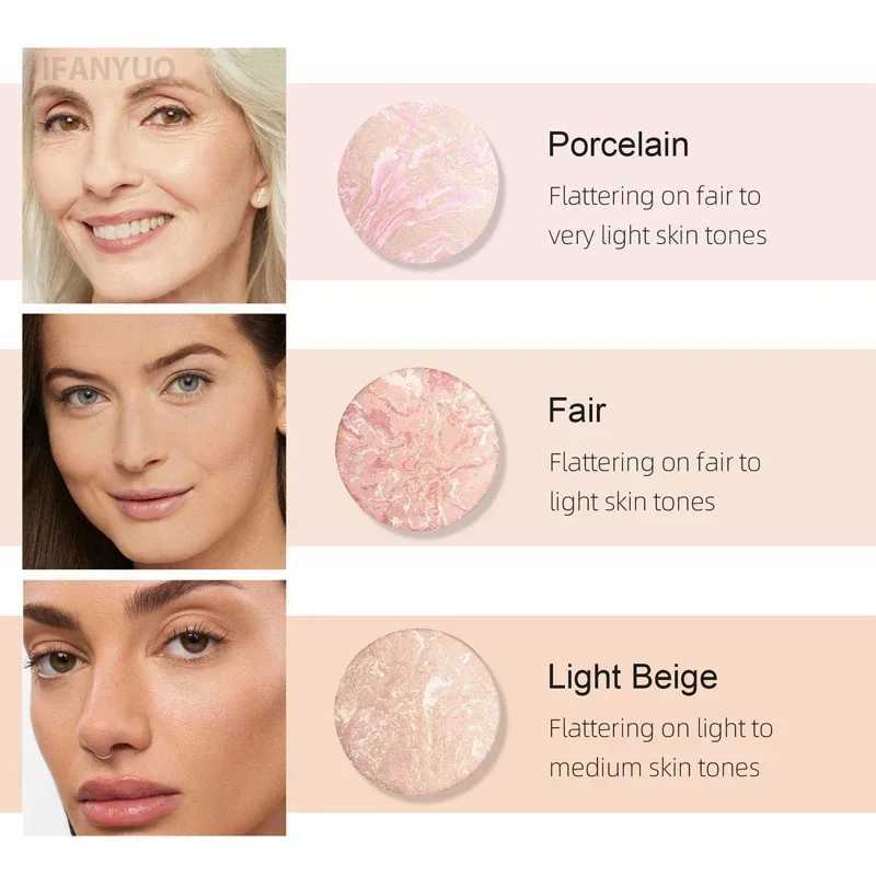 Luminous decorative powder long-lasting oil control low light marble baking powder bright facial powder compact basic makeupXJ250407