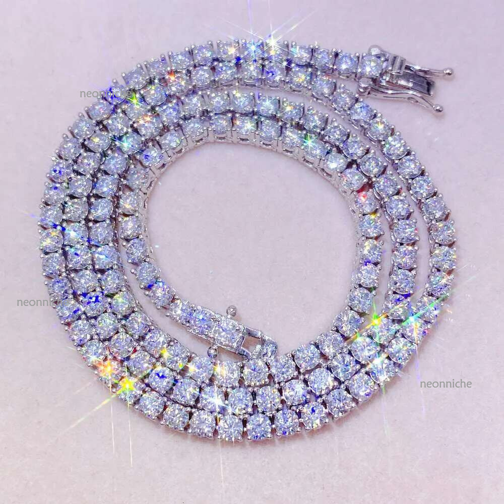 4-5MM Width Fashion Pendant Necklaces Fine jewelry sterg sier vvs moissanite necklace dia mossanite tennis chain for Women Men