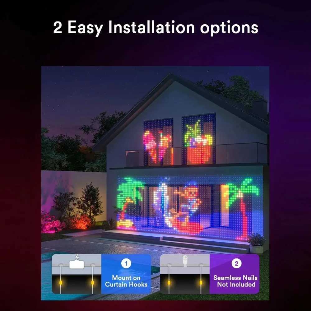 1/2PCS Smart Curtain Lights RGB Curtain String Lights with App Remote Music Sync Dynamic DIY for Indoor Outdoor Xmas Wall Decor W251107