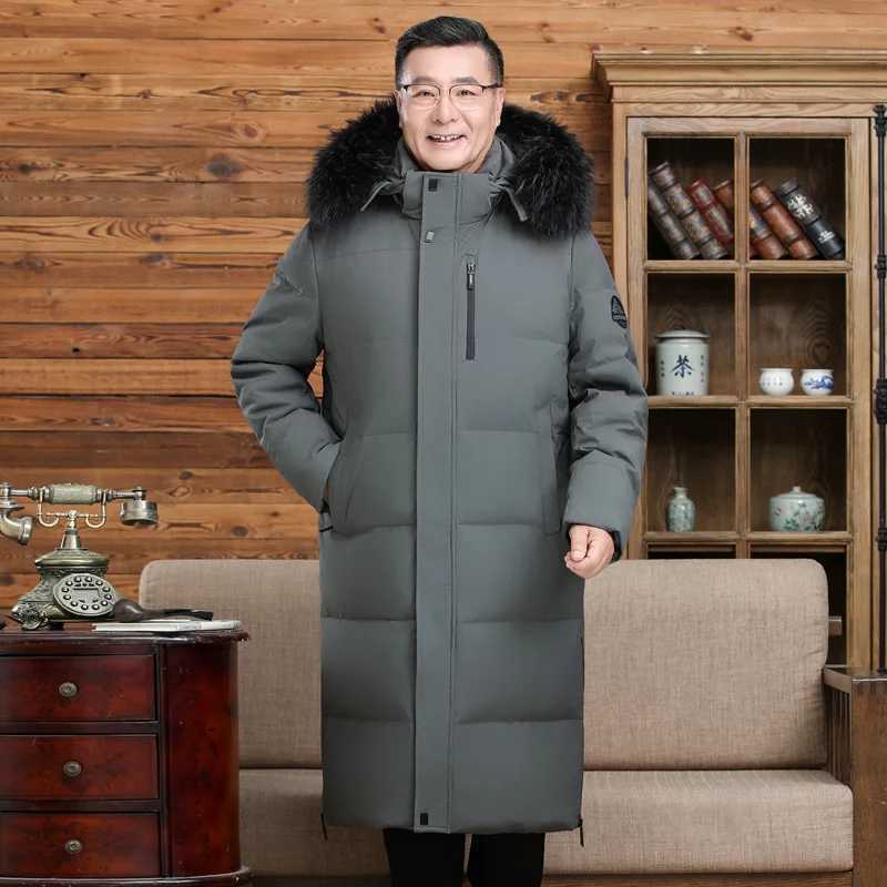 Canada Fashion Winter Jacket Man Down Coats Parka Thick Men White Down Jackets Fur Collar Hooded Extra Long Padding HWY291 K251106