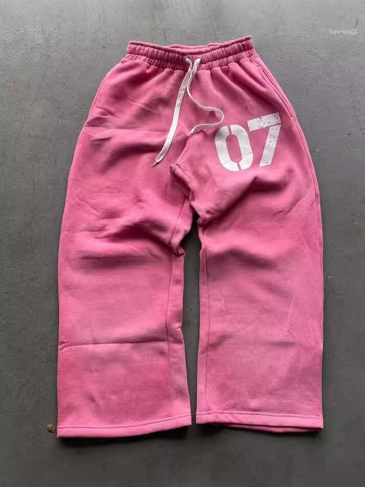 fashionable letter printed long with elastic waistband loose fit mens and womens trendy brand sanitary pants gift for man