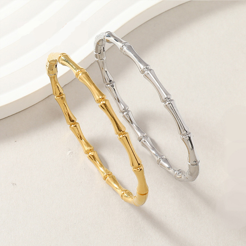 Top Source Stainless Steel Bamboo Style Classic Flat Buckle Bracelet