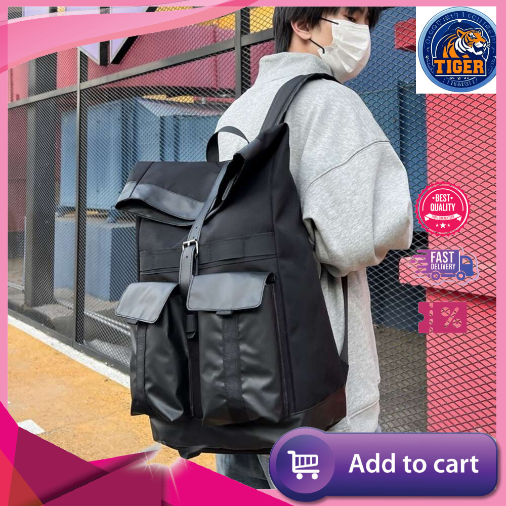 Ddmytiger Ddmytiger Dark Work Uniform Roll Mouth Outdoor Leisure Travel Trendy Brand New Design Sense Student Backpack H