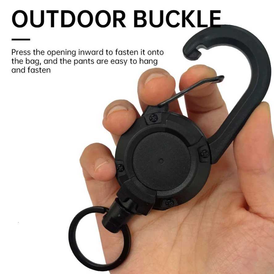 Retractable Heavy Duty Pull Reel Carabiner Key Chains Strong Steel Wire Rope Buckle Spring Key Ring Outdoor Sporty Keychain ToolW251106