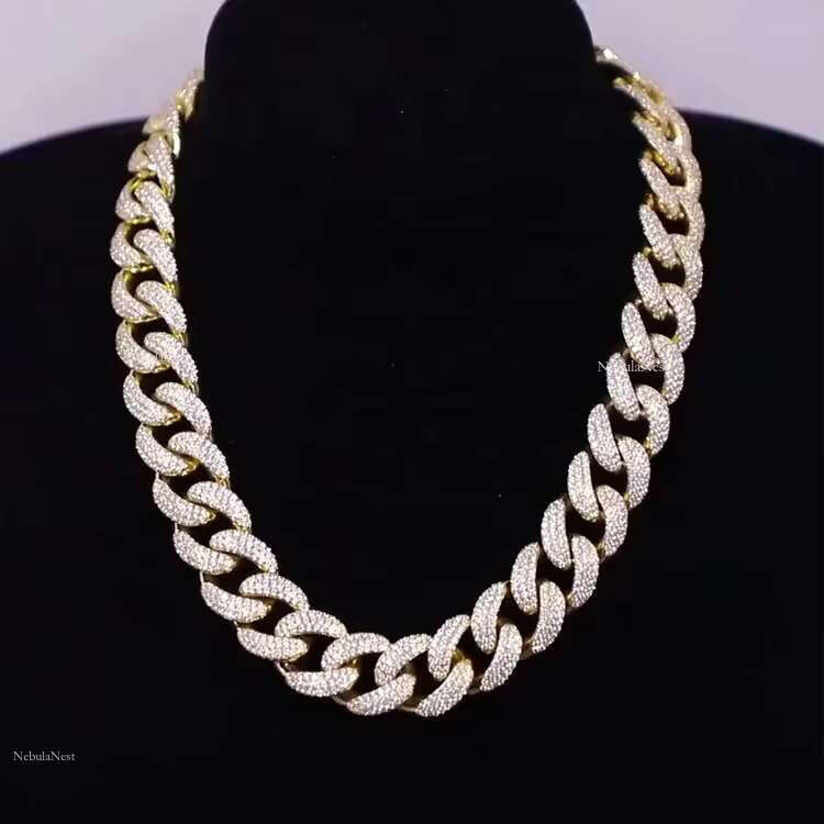 Custom 16mm Gold Plated Sterg Sier Hip Hop Vvs Dia Full Cubic Zirconia Men Necklace Pendant Moissanite Cuban k Chain