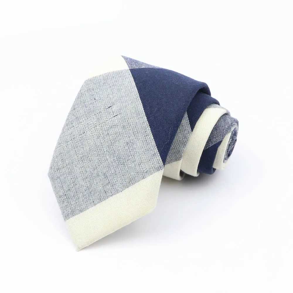 Mens Ties 7cm Classic Cotton Handmade Skinny Grey Brown Striped Neckties Narrow Collar Slim Plaid Casual Tie Accessories Gift X250407