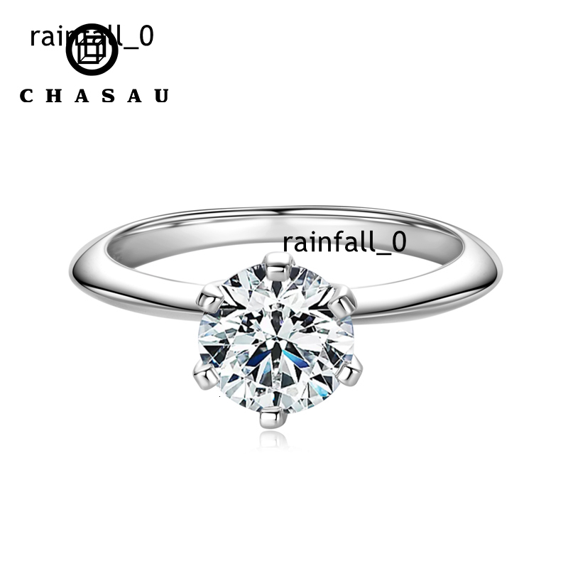 Custom 05CT 1CT 2CT 3CT Vvs D 925 Sterling Silver Solitaire Moissanite Wedding Engagement Ring for Women with Gra Certificate