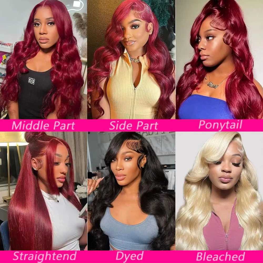 200 Density Burgundy 13x6 HD Lace Frontal Human Hair Wig 99j Body Wave 13x4 Lace Front Wigs Human Hair Brazilian Lace Wigs W251107
