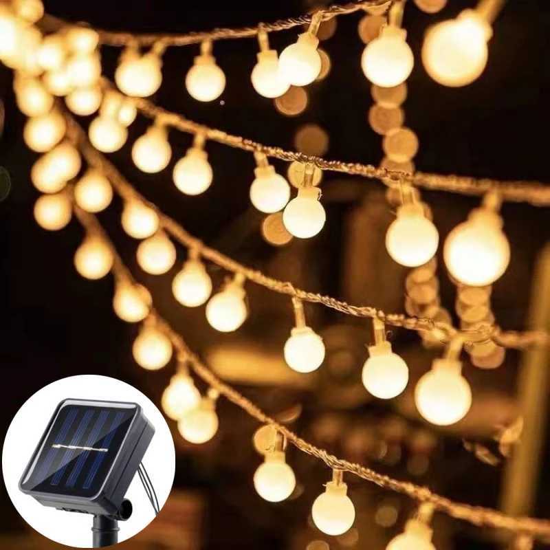 5M 7M 12M LED Light String Solar Fairy Ball Light Festive Light Garland Christmas Wedding Outdoor Garden Ramadan Decoration 2025 W251107