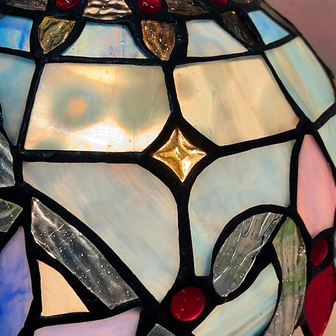 20 CM 8 INCH Classic Tiffany Style Stained Glass Ceiling Chandelier - Unique Hanging Light fixture Ideal for Bedroom and Dining Room Ambiance